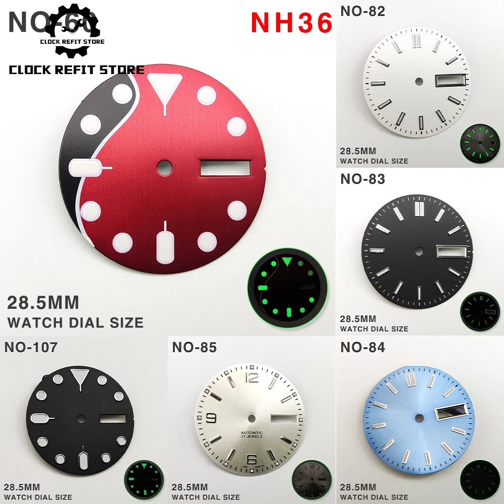 Clock Modification -28.5mm Abalone S007 Surface Modified Accessories NH36 Dial Luminous Substitute Watch Aseptic Case Literally