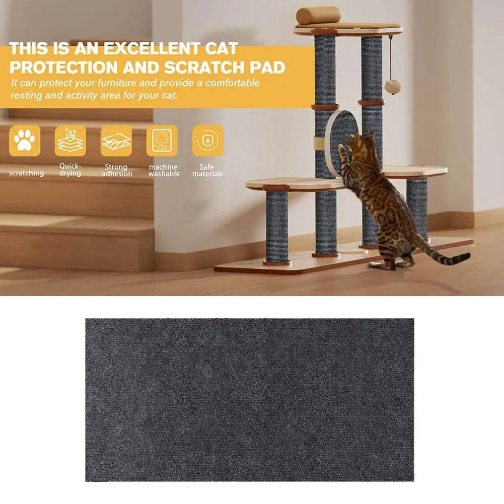 Cat Scratching Pad Self-Adhesive Cat Climbing Mat Trimmable Anti-Scratch For Couch Furniture Protector Non-Slip Fabric Carp N7H3