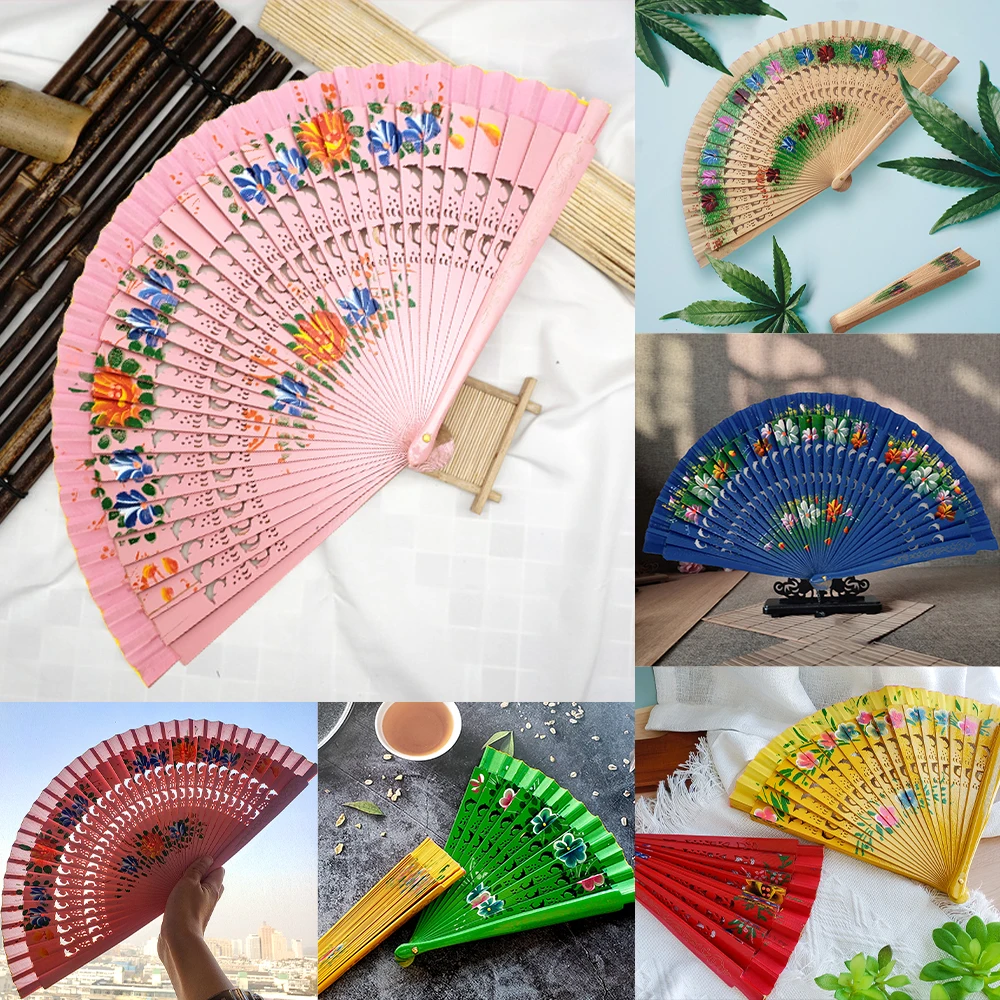 

Folding Fan Wood Spanish Fan For Dancing Printing Hand Folding Fan Home Decoration Ornaments Craft Gifts For Guest