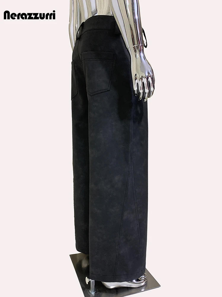 Nerazzurri-Pantalon Baggy Long pour Homme, Cuir PU Gris, Jambes Larges, Cool et Beau, Vêtements de Luxe de Styliste, Mode Printemps et Automne, DistMurcia