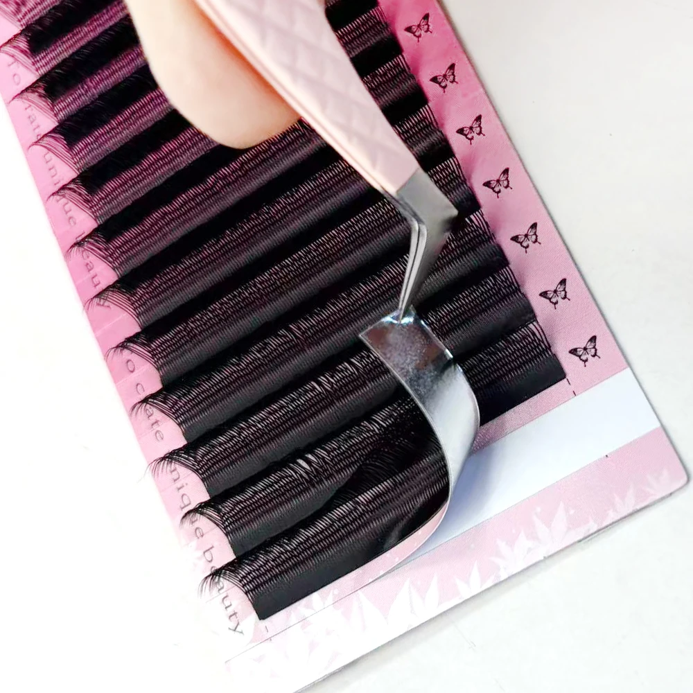 رموش YY على شكل حرف U تمديد 2D UY طبقة مزدوجة U Sahpe YY رموش فائقة النعومة رموش بالمنك الصناعية مراوح مسبقة الصنع