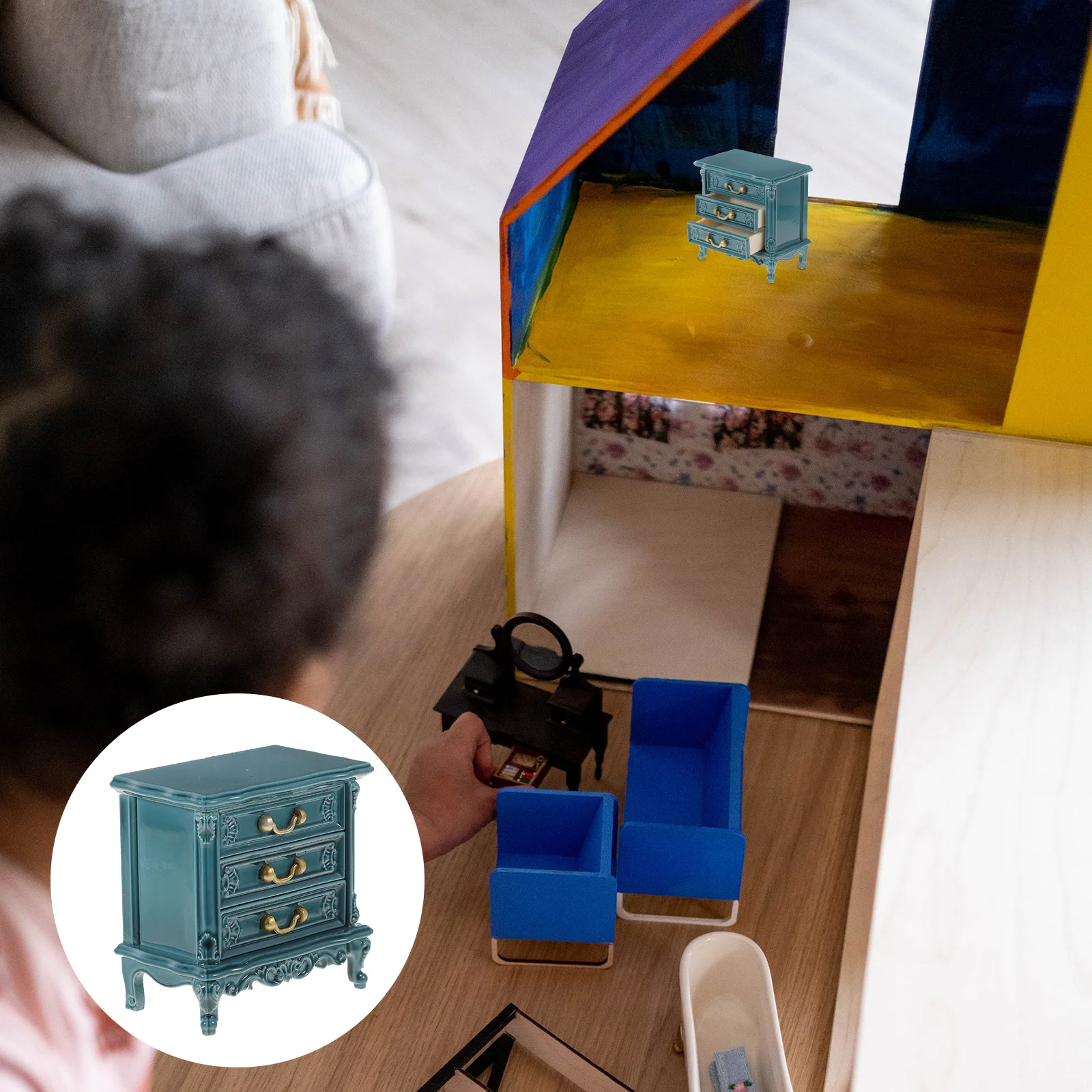 Meubles de maison miniatures, coffre bas, jouet, Mini armoire décorative pour salle de jeux pour enfants, accessoire sûr, Mini maison pour chambre à coucher