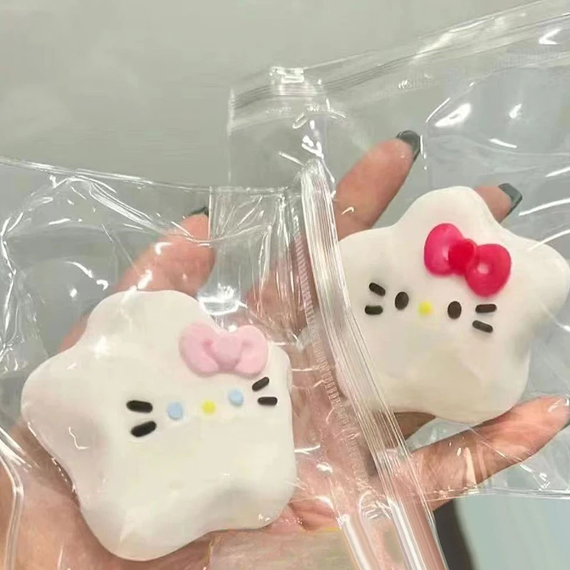 Cute Five-Pointed Hello Kitty Toy Mochi Pinching Toy Slow Rebound Toys Decompression Toys Stress Release Hand Relax Gift