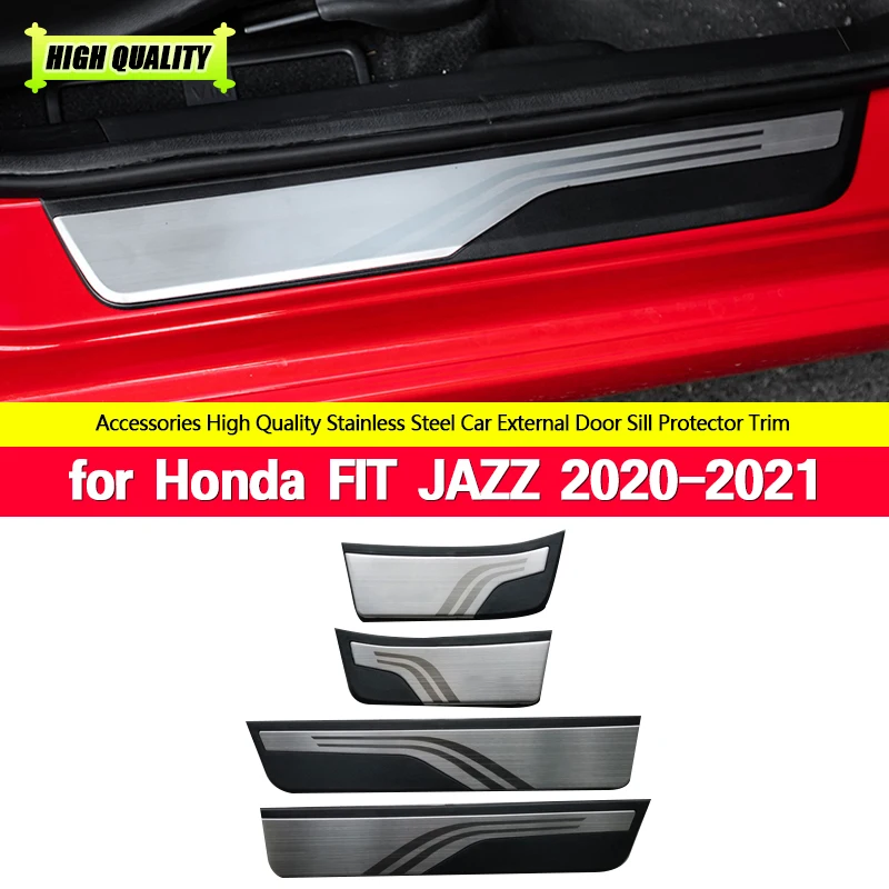 

For Honda FIT JAZZ 2020 2021 Car Door Sill Scuff Plate Welcome Pedal Stainless Steel Car Styling Decoration Accessories 4 Pcs