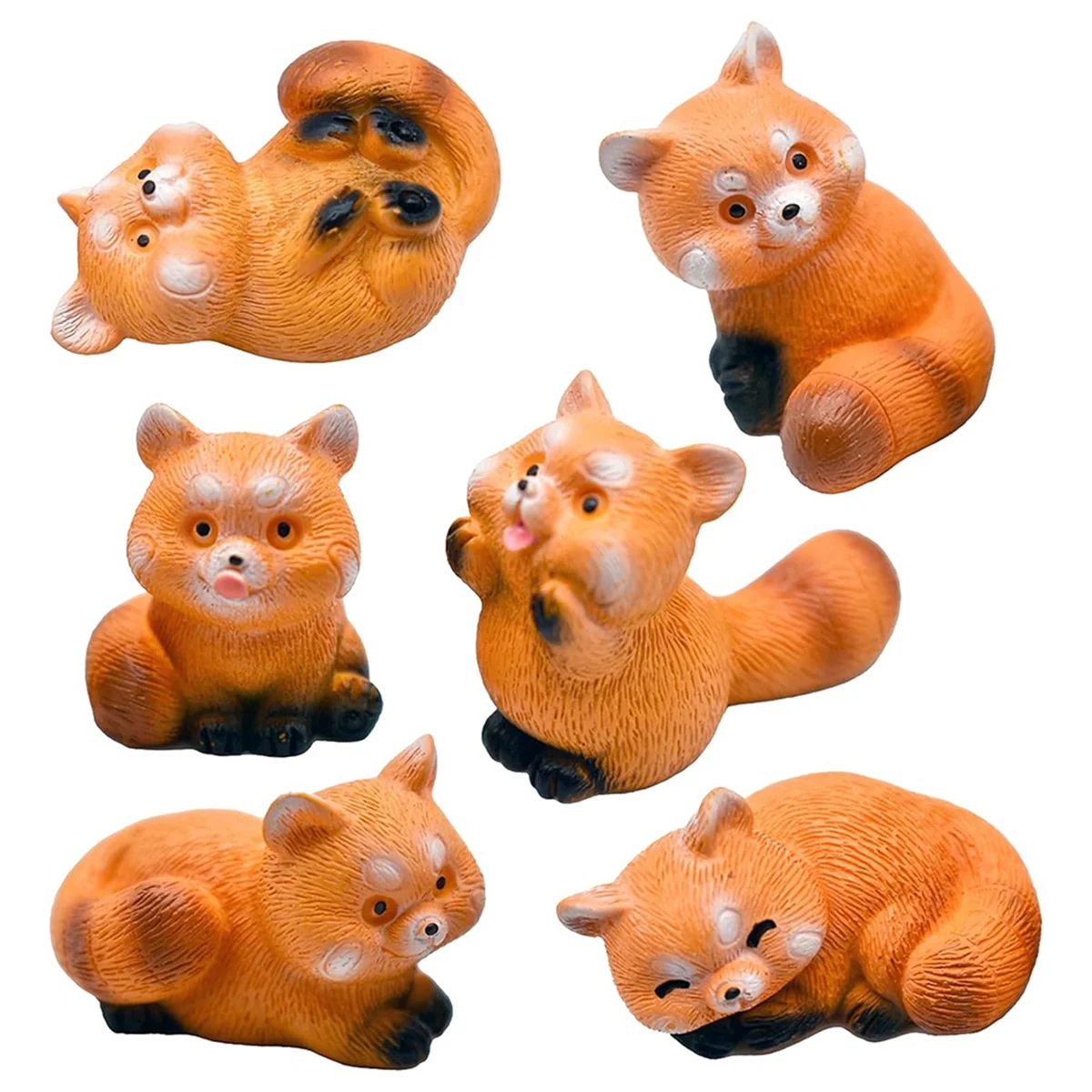 Miniature Small Figurines 1 Inch Cartoon Mini Red Panda Figures Set Cute Resin Animal Cake Toppers