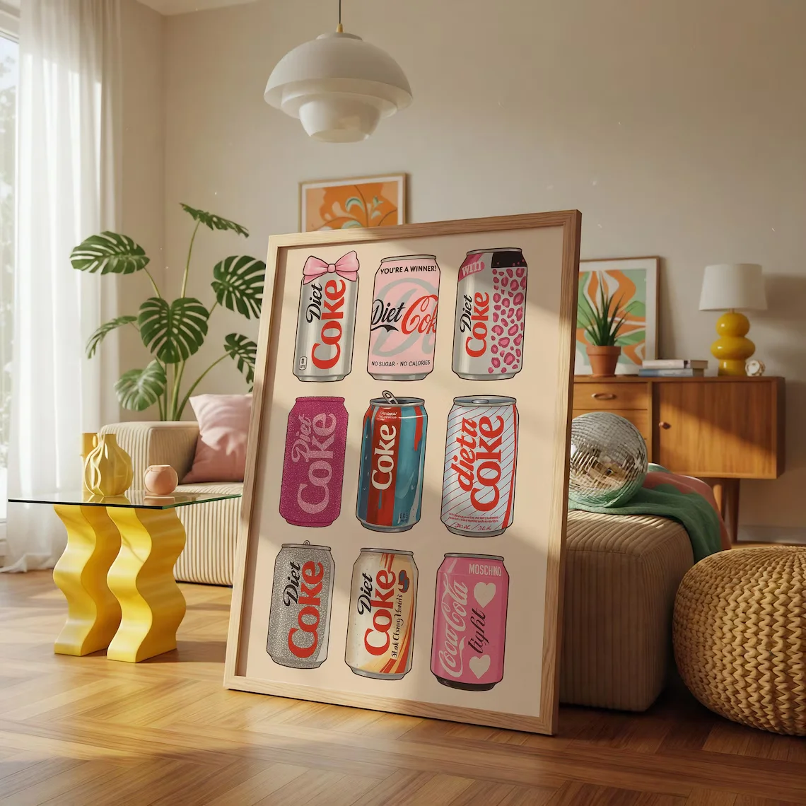 Diet Coke Can Collection Poster, Retro Pop Art Soda Print