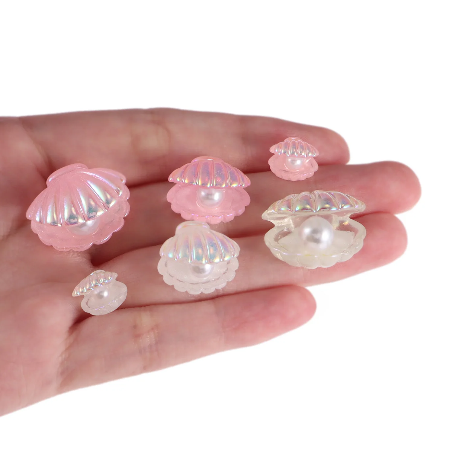 12pcs Cute Pearl Shell Mixed Size Resin Figurine Crafts Flatback Cabochon Ornaments Kawaii DIY Scrapbook Home Decor Accessories