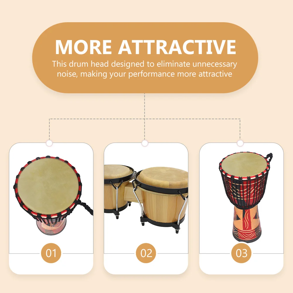 

2 Pcs Silent Drum Skin One Side Snare Lugs Percussion Instruments for Adults Durable Covers African Musical