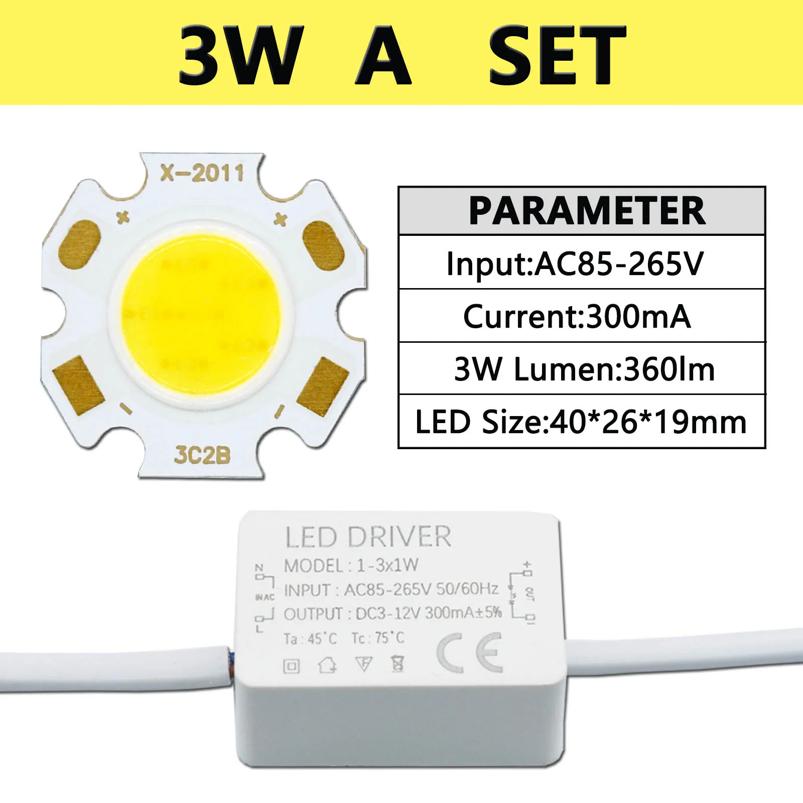 Led Bridgelux Chip Lamp Kraal + Led Driver Pakket 3W 5W 7W 10W 300mA Tricolor Licht bron Lamp Spotlight Plafond Lamp Diy