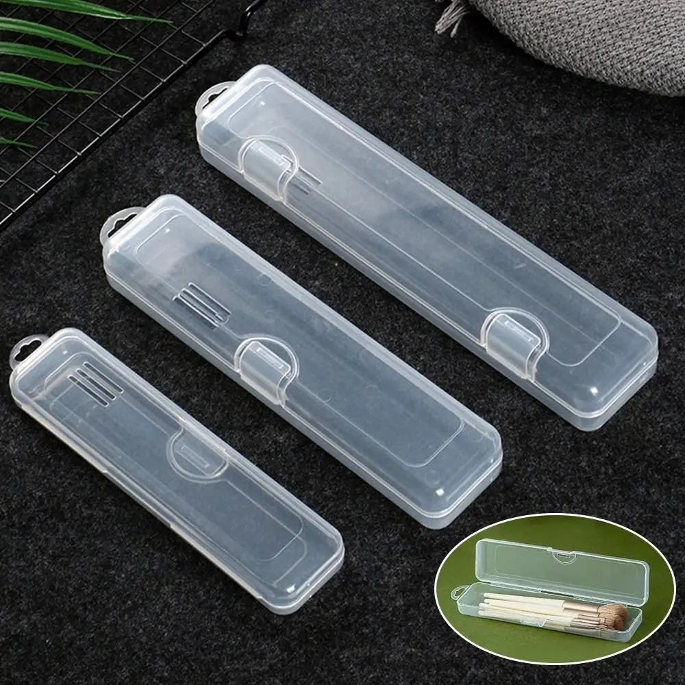 

1Pcs Transparent Plastic Box Organizer Multifunctional Eyebrow Pencil Tableware Chopsticks Makeup Brush Storage Box with Cover