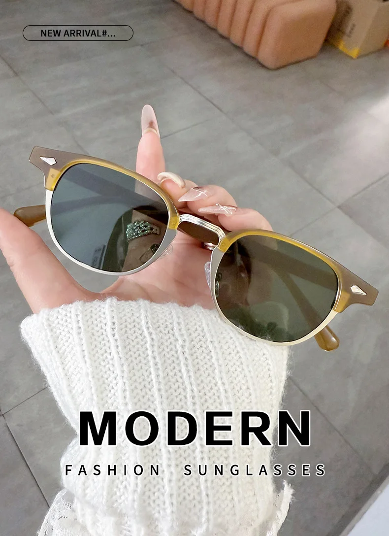 SPLOV Retro Premium Round Frame Polarized Sunglasses for Men's Fashion Outdoor Fishing Driving Glasses UV400