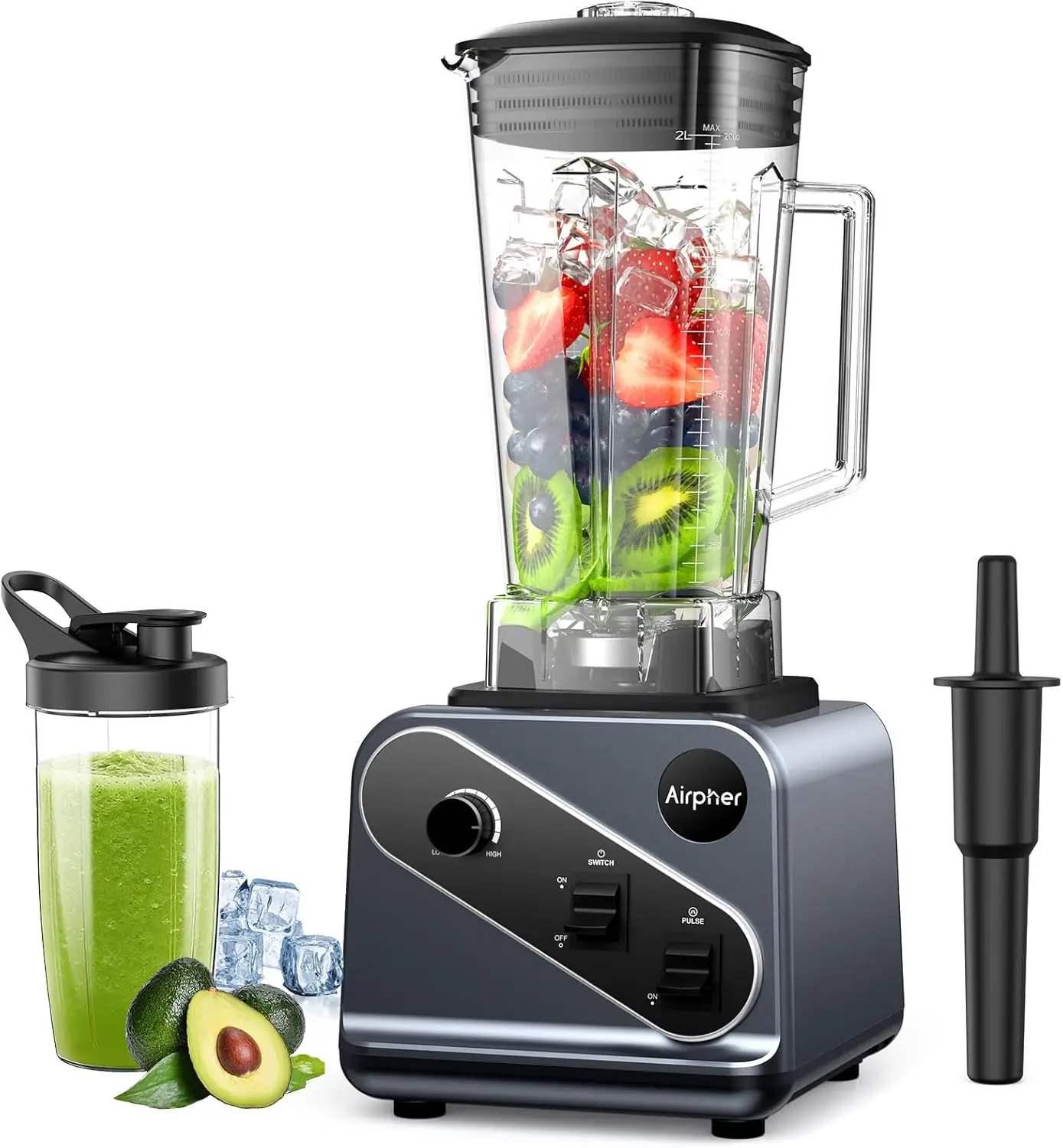 

2000W Professional Blender for Smoothies, Soups, and Jams with Large 68oz Capacity and Portable Cup