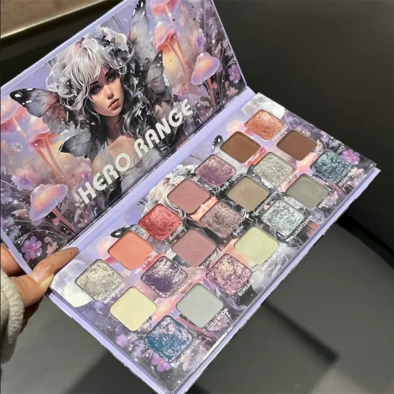 Paleta Cieni do Powiek HERO RANGE Purple 21 Cold Moon Earth Color, Codzienny Brokat, Efekt Flash, Szary Smoke, Wodoodporny