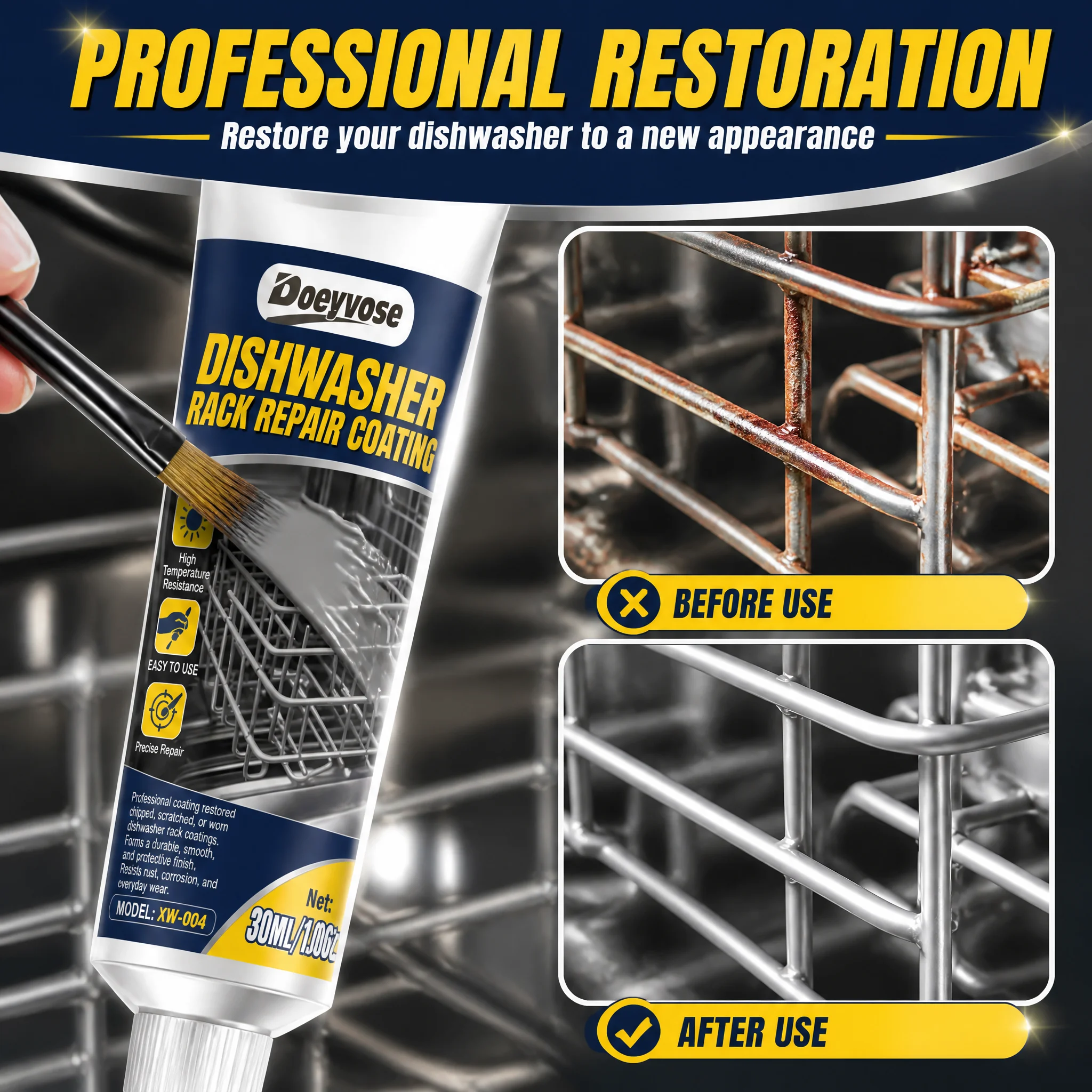 Gray coating repair paste for metal dish drainers