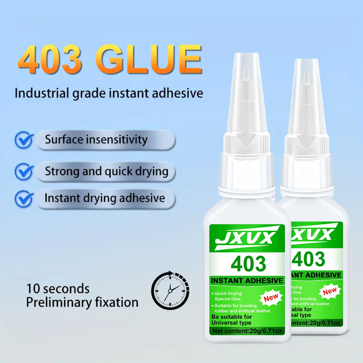 Jxvx 20g لاصق فوري قوي للغاية من Cyanoacrylate أداة لاصقة سائلة ذات جودة احترافية للترابط القوي للأثاث والخزائن والمقاعد والخشب. توفر الالتصاق. #4