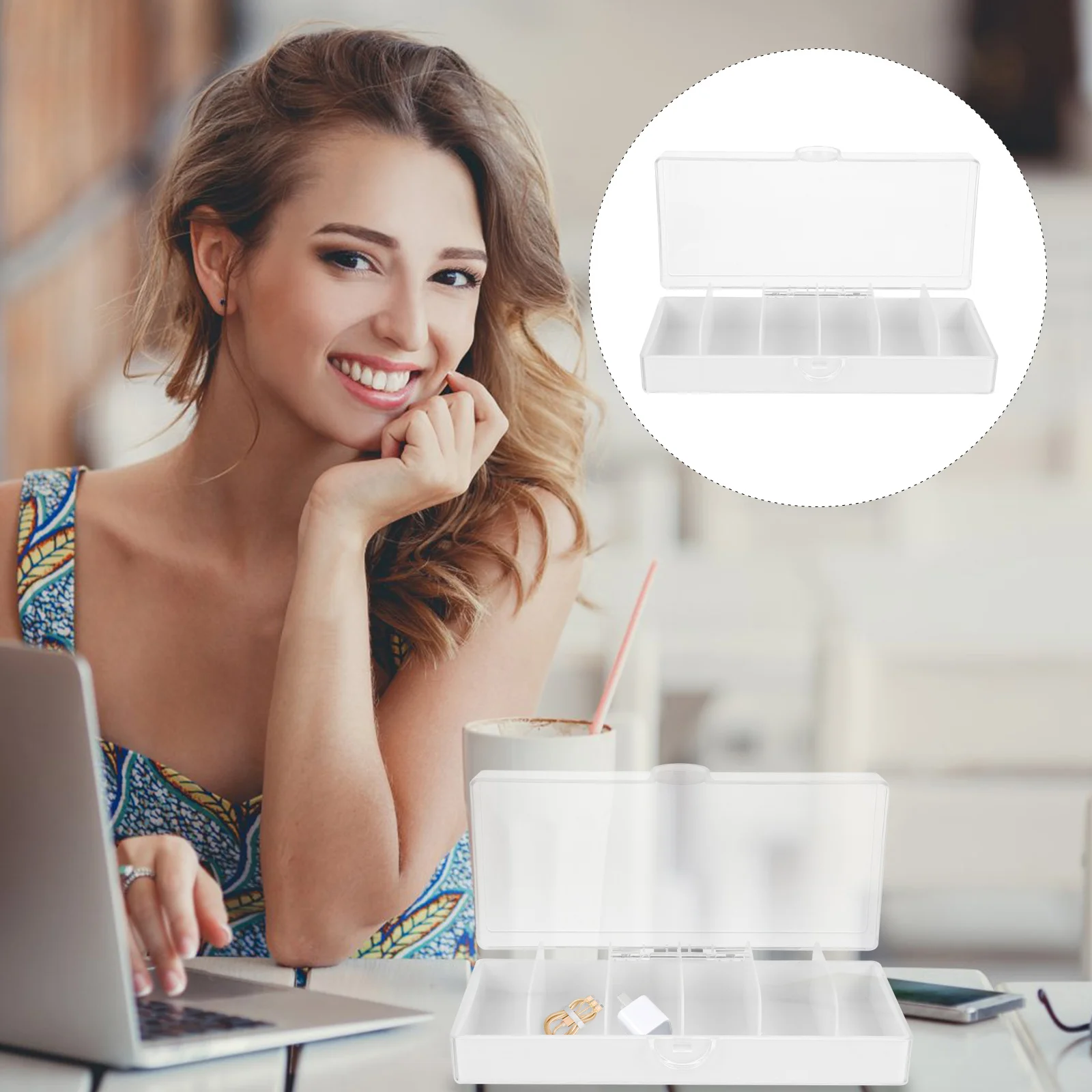 

ARTIBETTER Cable Organizer Box Data Cord Storage Strip DSL Earring Holder Electronic Accessories Case White PP