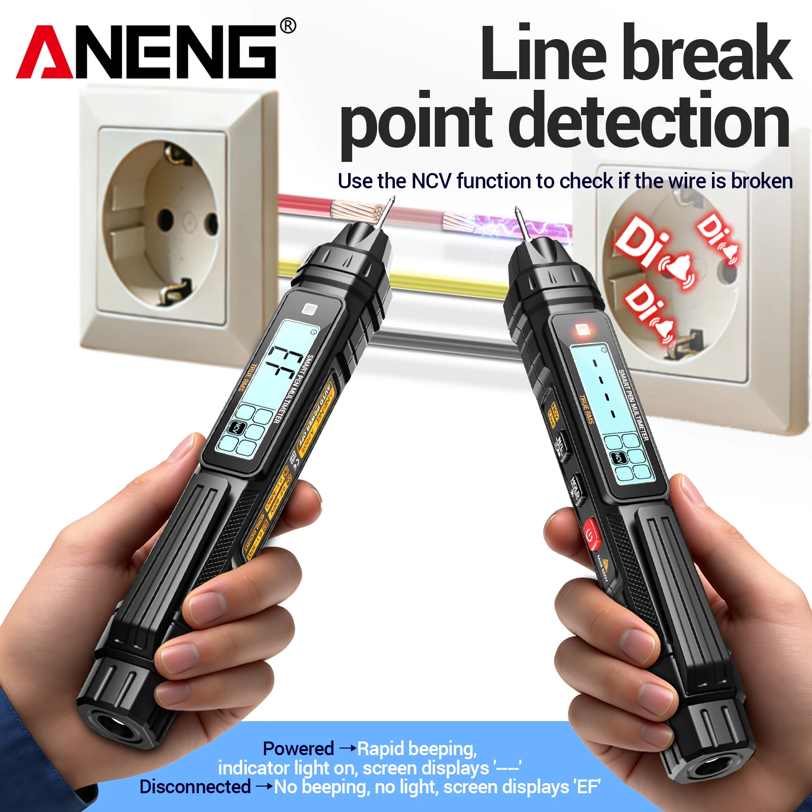 ANENG A3005 Digital Pen‑Style Multimeter 4000 Counts AC DC 600V NCV Live‑Neutral Wire Diode Buzzer Backlit Screen Repair Tool