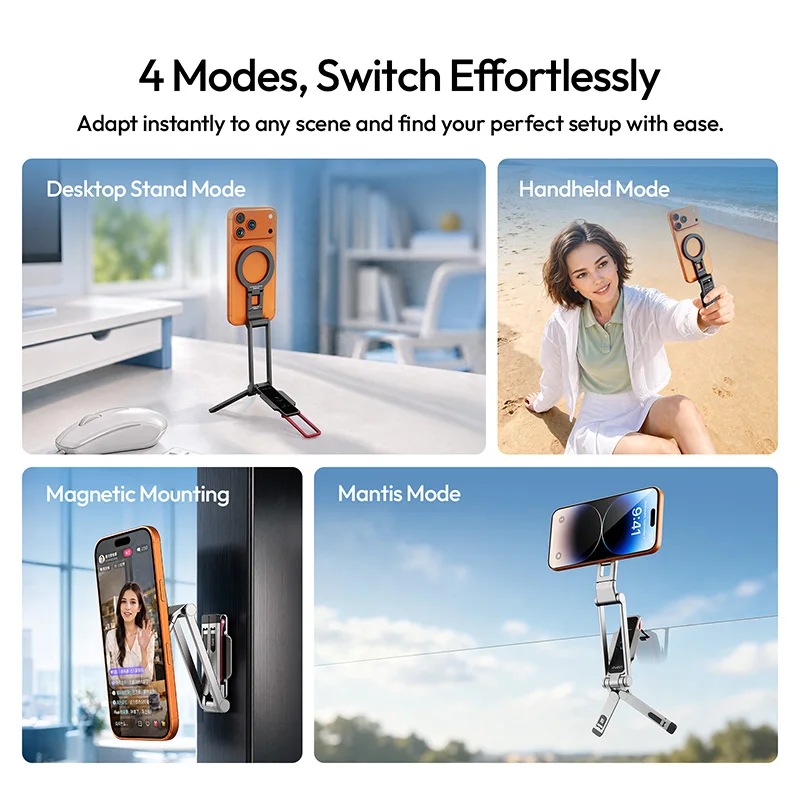 Ulanzi MA67 Magnetyczny, składany statyw do telefonu z uchwytem do selfie, do iPhone 17 16 15, Xiaomi, Huawei, do vlogów i filmów — zdjęcie produktu 4