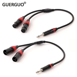 1PC Audio Cable TS To XLR Y-Splitter 6.5mm TS Male To Dual XLR Male/Female For Microphone Cables Aluminum Metal Shell 0.3M 0.5M