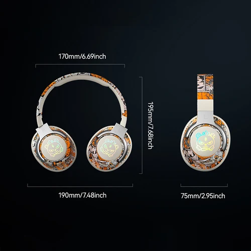 Imagen 2 del producto Auriculares para juegos Bluetooth 5,3, auriculares inalámbricos con luces RGB, modo de baja latencia, micrófono con cancelación de ruido, orejeras cómodas para PC