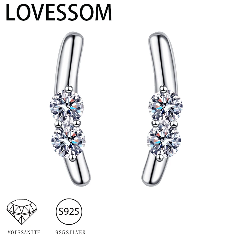 S925 silver 0.4 carat moissanite line earrings are fashionable, versatile, high-end and compact, versatile and unisex style