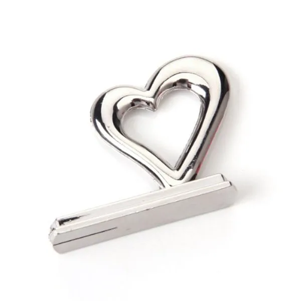 

12pcs Heart Shaped Place Holders Silver 3.5Cm Zinc Alloy Table Card Holders For Wedding Party Favors Table Numbers Menus Guest