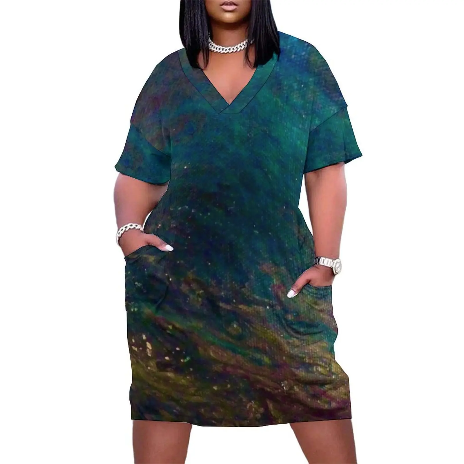 

Acrylic Pour No 2 Loose Pocket Dress cute dress long sleeve dress