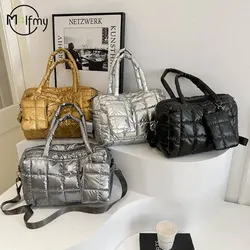 2pcs Luxury Space Bag Padded Cotton Handbag Big Capacity Shoulder Bags Waterproof Nylon TravelDown Crossbody Handbag Purse Bolsa