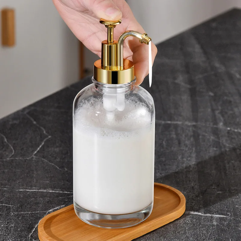 2pcs Glass Soap Dispensers Replacement Bottle Bathroom Gel Soap and Shampoo Shower Liquid Container Bottle Shampoo Dispenser