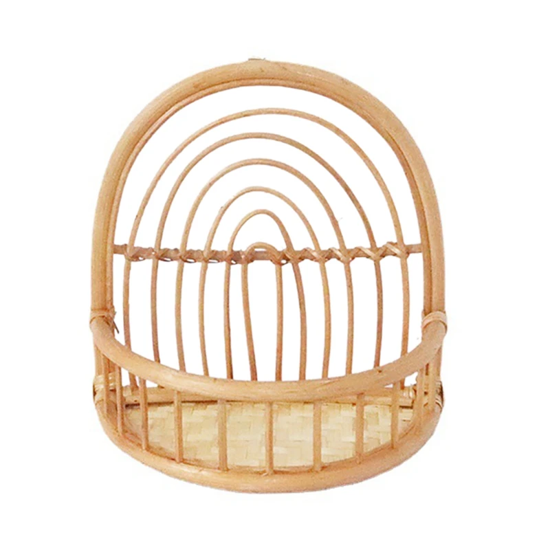 

AT35 Hand-Woven Rattan Rack Home Woven Rattan Wall Hanging Storage Basket Holder Organizer Frame Home Decoration Shelf