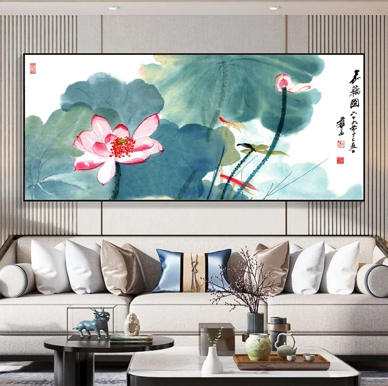 

Lotus and Lotus Root Illustration Painting, Print Art Canvas Poster, For Living Room Decor, Home Wall Picture