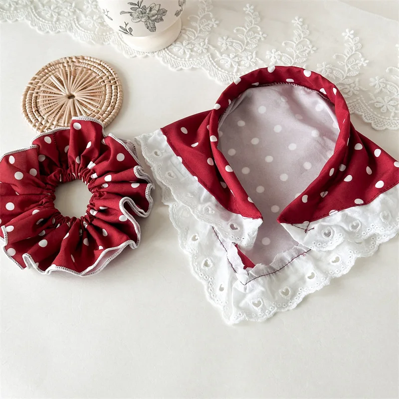 

Винтажная красная повязка на голову в горошек, шарф, накидка, новинка 2025, ретро волнистая повязка для волос, нескользящая ручка, аксессуар для волос на день и ночь, модный аксессуар