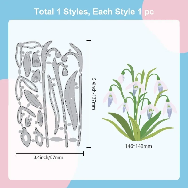 1 pc Snowdrop Flowers Cutting Dies for Card Making Metal Snowdrop Flowers Die Cuts Embossing Stencils Cutting Dies Template
