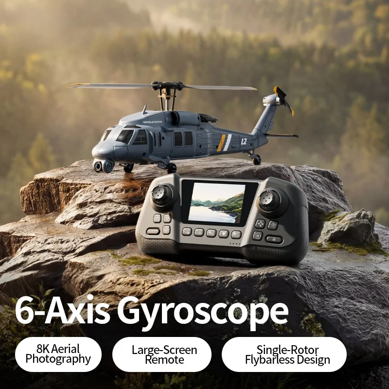 8K Aerial Optical Flow With Screen WIFI FPV RC Helicopter Military RC Screen Helicopter Altitude Hold 8K Aerial Helicopter Toys