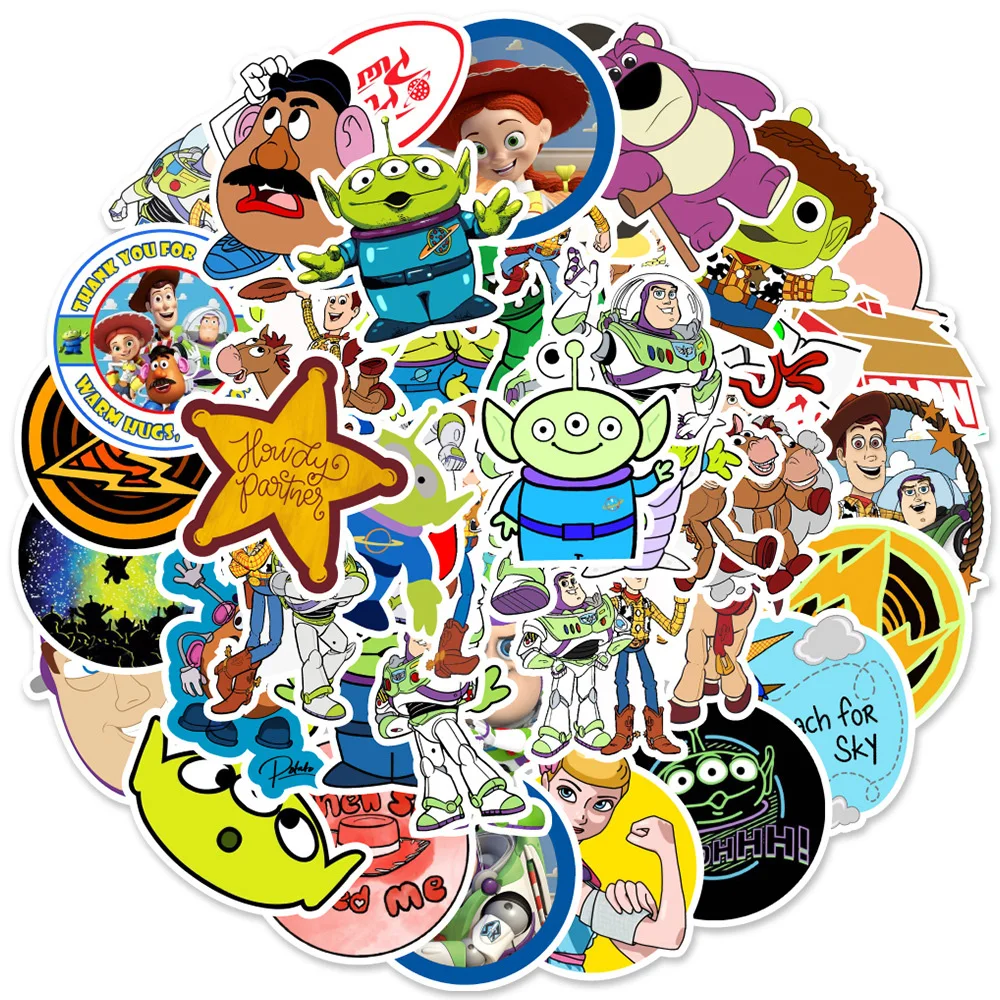 10/30/50pcs Funny Disney Toy Story Anime Stickers Cartoon Decals Kids Toy Phone Luggage Laptop Cute Buzz Lightyear Alien Sticker