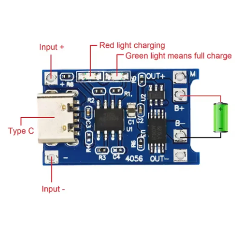 5Pcs/10Pcs TP4056 5V 1A Type-c USB 18650 보호 기능이 있는 리튬 배터리 충전 보드 충전기 모듈 이중 기능 1A 리튬 이온