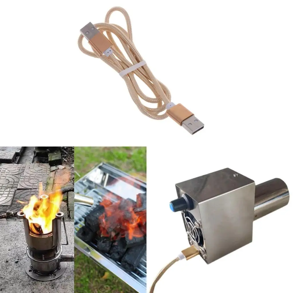 

Эффективный USB-вентилятор 12 В с двумя вентиляторами, адаптер США, регулируемый для дровяной печи