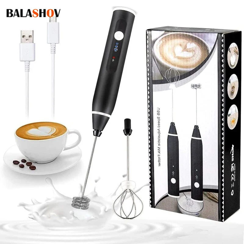 Portable Electric Milk Frothers Wireless Rechargeable Handheld Blender Egg Beater with USB Mini Whisk Mixer for Coffee Cream