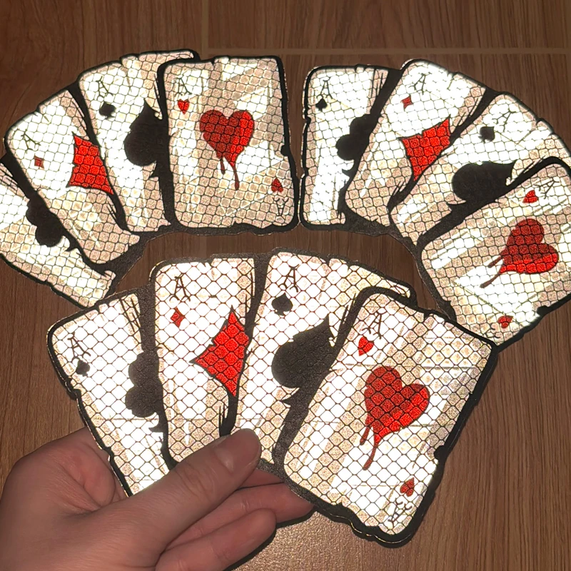 

1PC Strong Reflective Night Safety Warning Poker Motorcycle Stickers Waterproof DIY Motorbike Fuel Tank Helmet Vinyl Decals