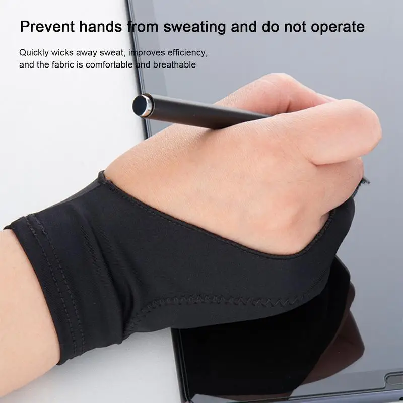Drawing Gloves Unique Three Layer Design Anti Touch Two Finger Hand Painting Gloves Tablet Digital Board Screen Touch Paint Arts