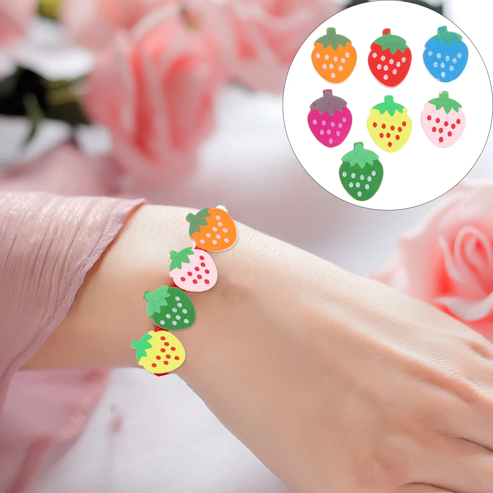 

100pcs Strawberry Shape Beads DIY Jewelry Making Bracelets Necklaces Crafts Adults Premium Material Durable Use