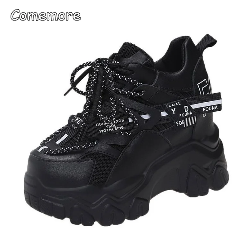 Comemore Summer Platform Woman Sneaker Heels for Women Women's Tennis Lace Up Comfortable Casual Sport Shoes Ladies Fashion 2022