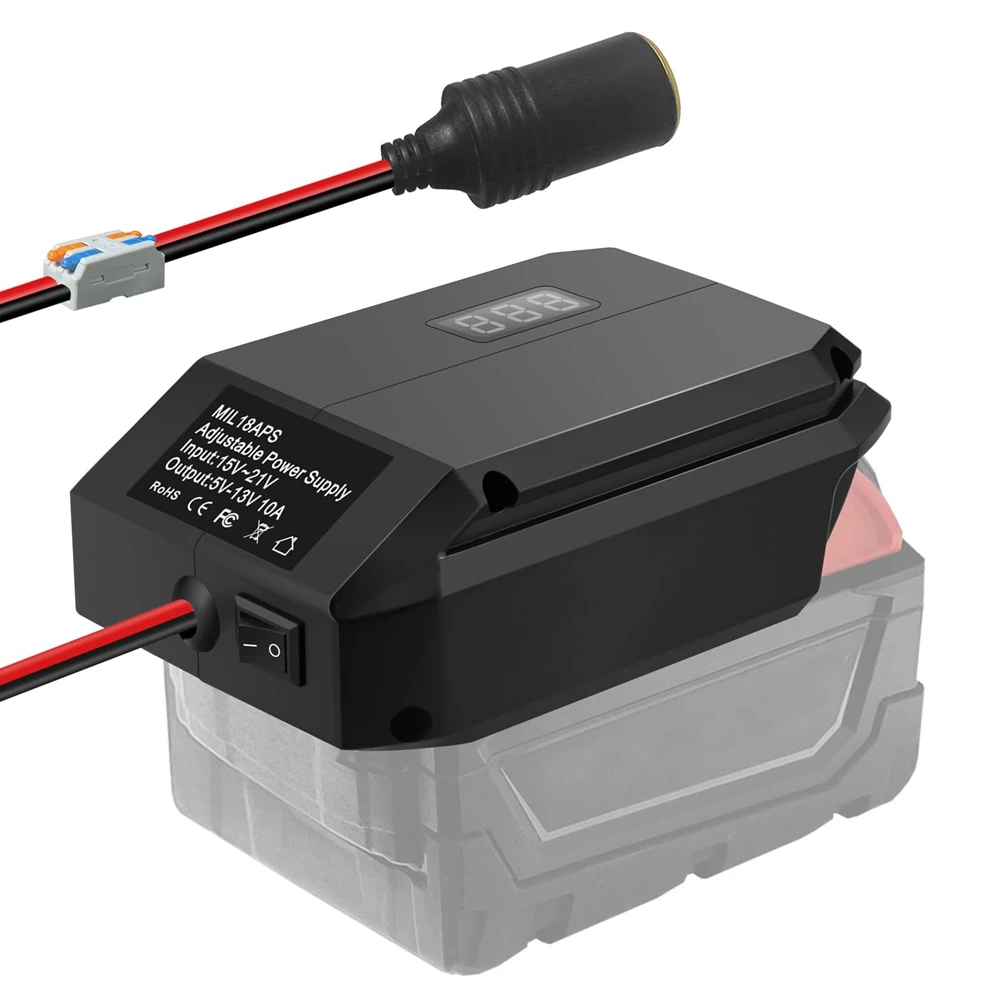 AA84 DC 18V naar 12V Step-Down Converter voor Milwaukee M18 18V Batterij, Sigarettenaansteker Adapter, Power Wheel Adapter voor Auto