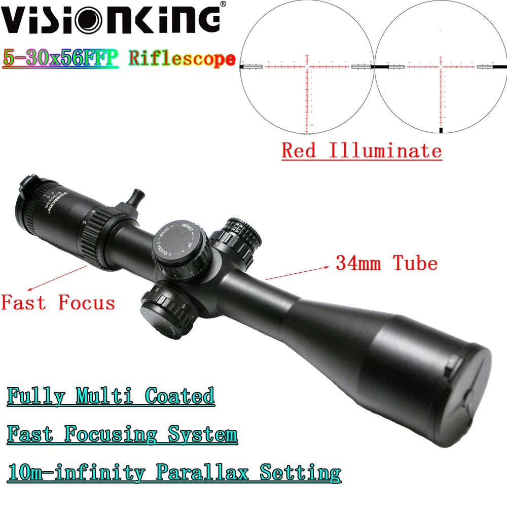 

Visionking 5-30X56 FFP IR Hunting Riflescope 34mm Tube Illumination Fast Focus Long Range Tactical Shooting Optics Sight .338