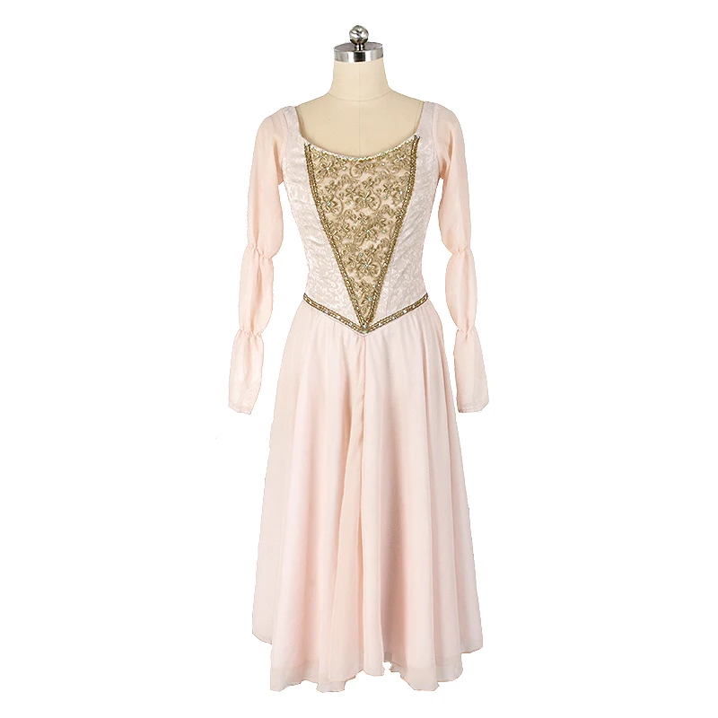 

Akeylia beige Pink Swan Lake Variations Ballet Dress Professional Long sleeve Ballet Costume competition performance JNBL104