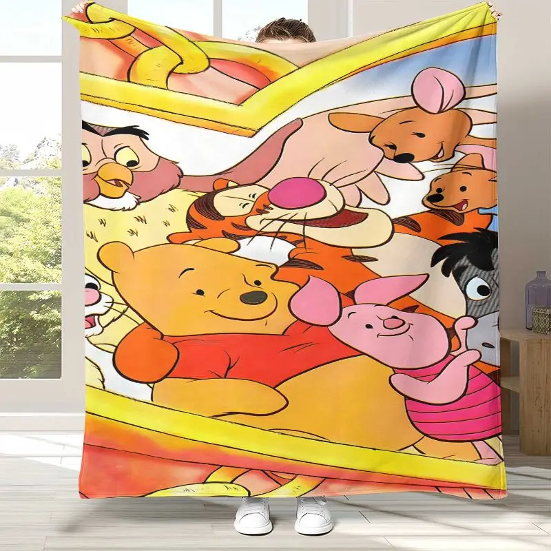 Cute W-Winnie Pooh Bear Cartoon Soft Flannel Throw Blanket,Cozy Warm Blanket for Bed,Sofa,Living Room,Picnic,Home Decor,Gift Kid