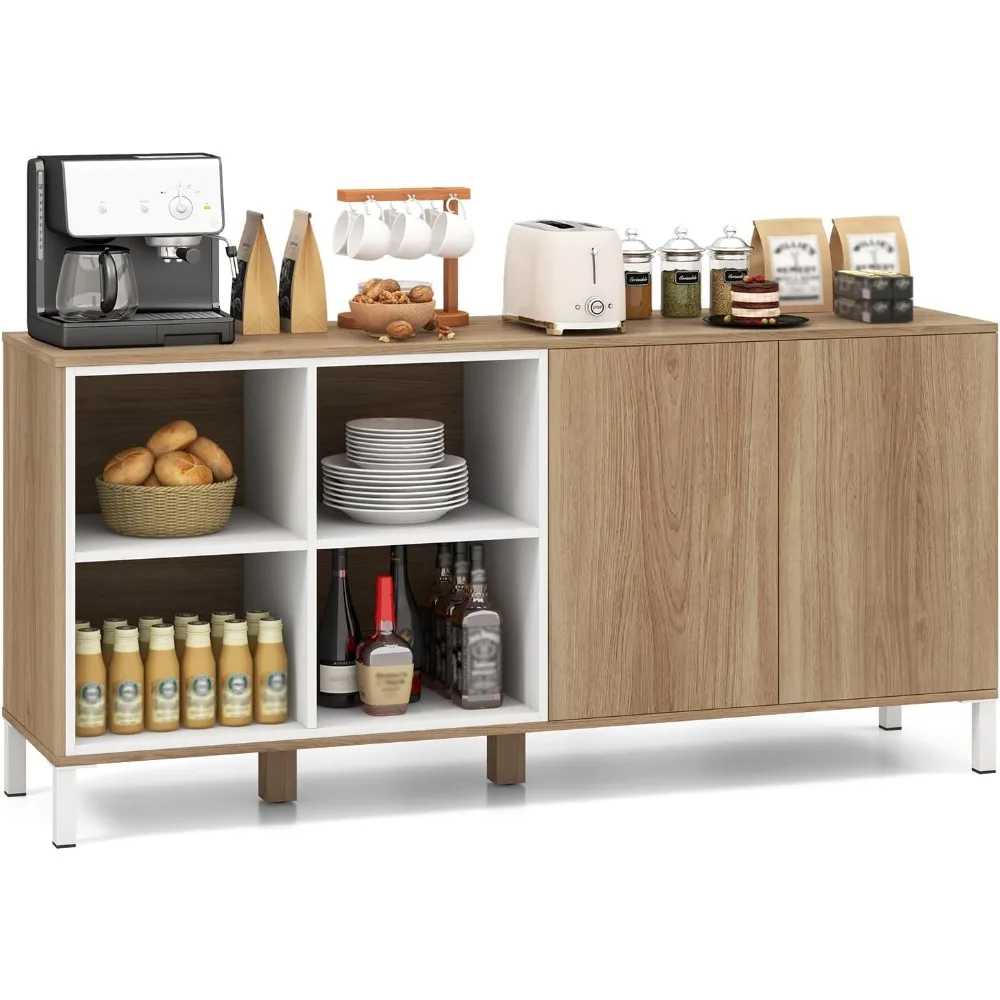 

Buffet Cabinet with Storage, Kitchen Sideboard with 4 Compartments & Push-to-Open Cabinet, Modern Coffee Bar Cabinet