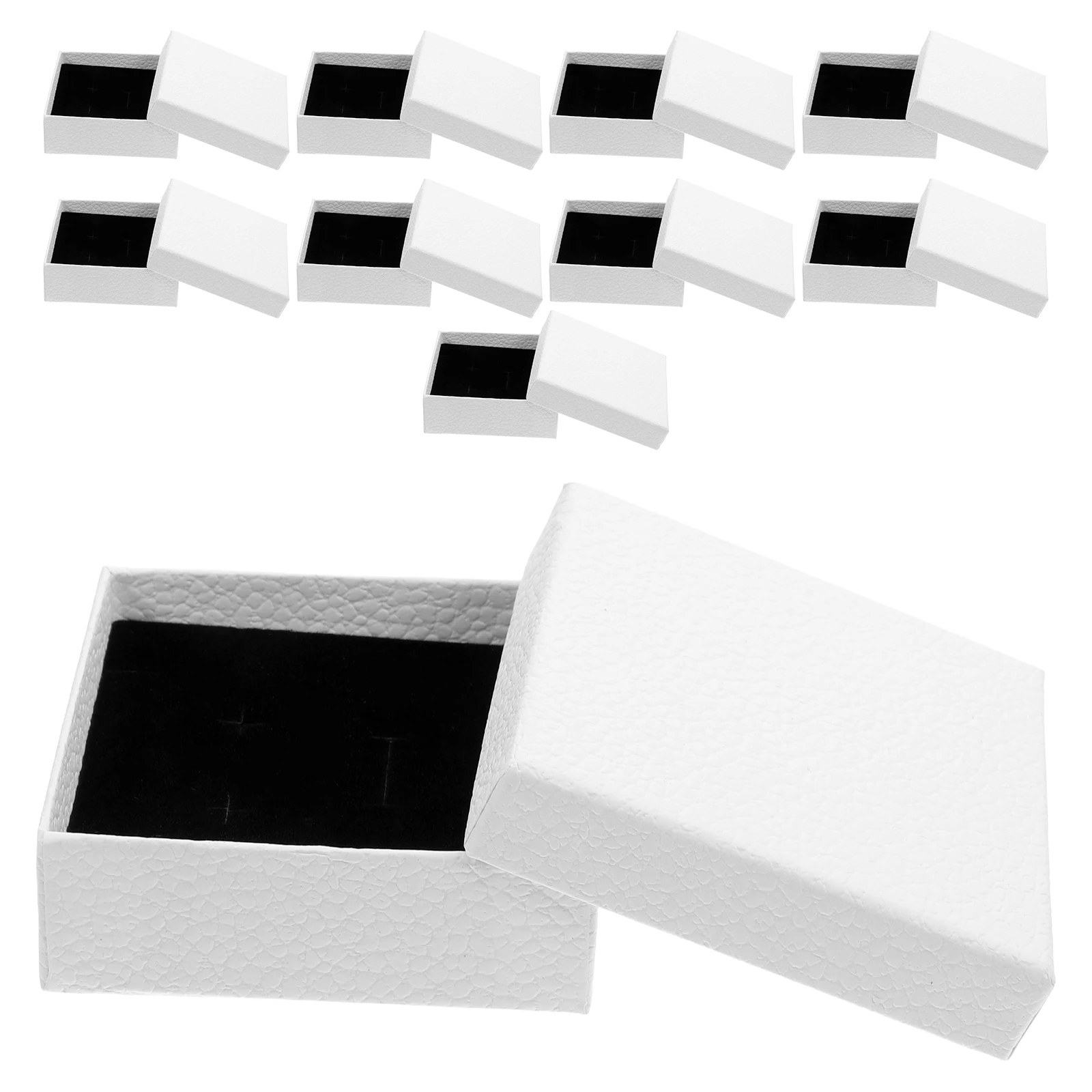 

10pcs Jewelry Packaging Paper Box Litchi Grain Scratch-Resistant For Rings Necklaces Earrings Bracelets Travel Gift Present