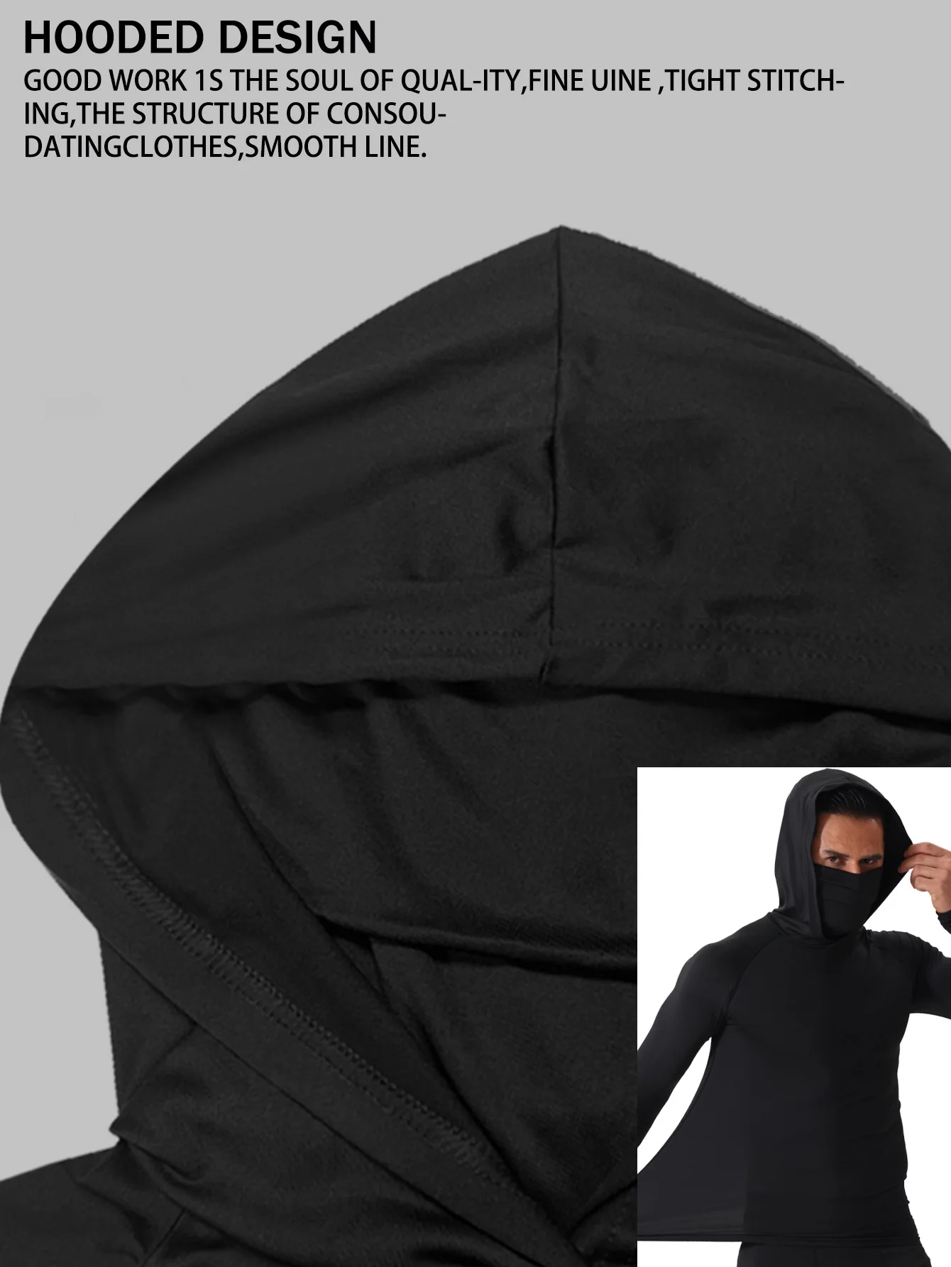 طقم قمصان رياضية بغطاء للرأس مكون من 3 قطع، قمصان أداء بأكمام طويلة