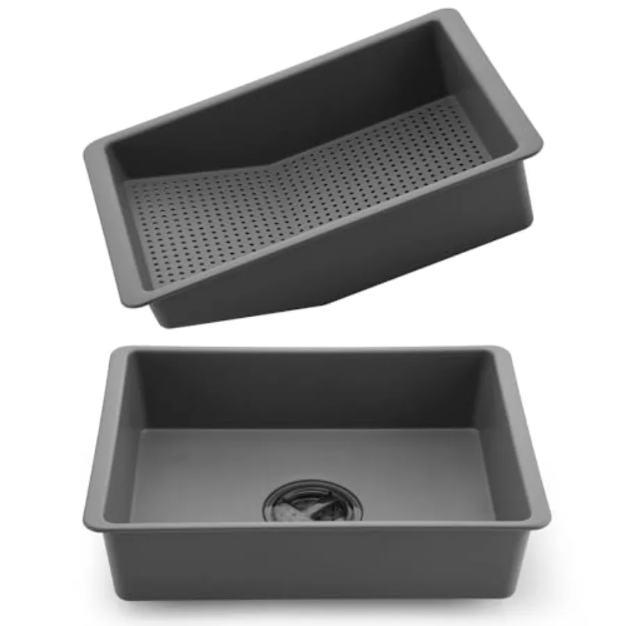 

2-in-1 Dish Basin Set For Washing Dishes in Kitchen Sink With Filter Basket Drain Hole Plug/Stopper Multi-purpose and Portable